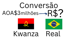 Conversão de 3 milhões de Kwanzas para Reais. Cotação do Kwanza Hoje.